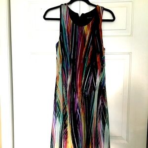 KAREN KANE Hi-low chiffon sheer overlay dress